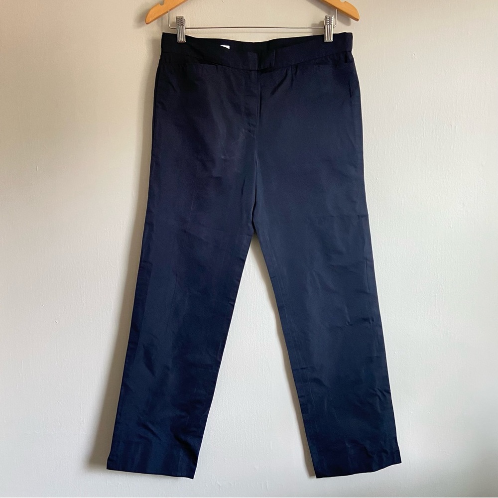 Womens Jil Sander Silk Blend Tapered Trouser Pants Navy size 6